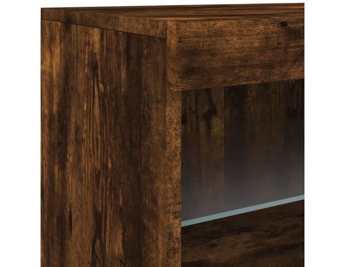 Sonata H Сайдборд с LED светлини, oпушен дъб, 181,5x37x67 см