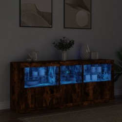 Sonata H Сайдборд с LED светлини, oпушен дъб, 162x37x67 см - Дневна