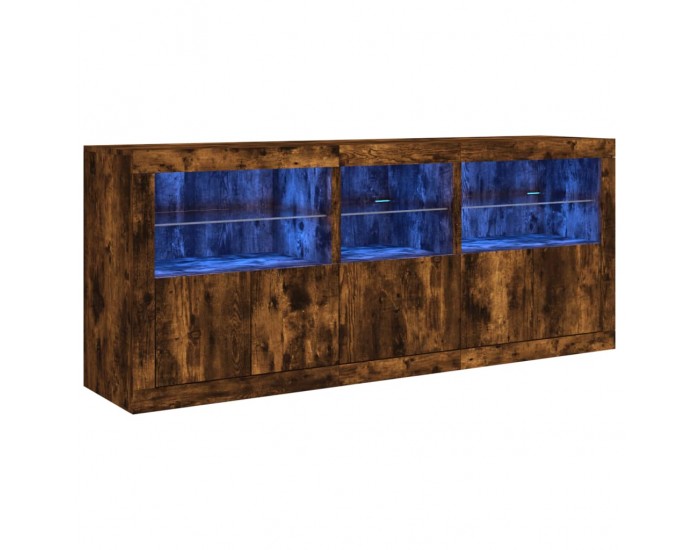 Sonata H Сайдборд с LED светлини, oпушен дъб, 162x37x67 см