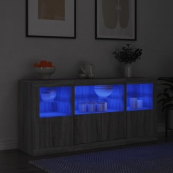 Sonata H Сайдборд с LED светлини, сив сонома, 142,5x37x67 см - Шкафове, Витрини, Модулни секции