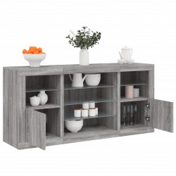 Sonata H Сайдборд с LED светлини, сив сонома, 142,5x37x67 см - Шкафове, Витрини, Модулни секции