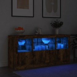 Sonata H Сайдборд с LED светлини, oпушен дъб, 142,5x37x67 см - Шкафове, Витрини, Модулни секции
