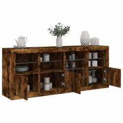 Sonata H Сайдборд с LED светлини, oпушен дъб, 164x37x67 см - Дневна