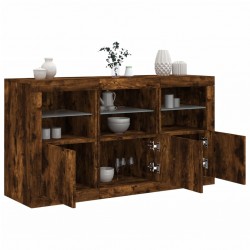 Sonata H Сайдборд с LED светлини, oпушен дъб, 123x37x67 см - Дневна