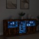 Sonata H Сайдборд с LED светлини, oпушен дъб, 162x37x67 см