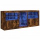 Sonata H Сайдборд с LED светлини, oпушен дъб, 181,5x37x67 см