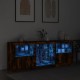 Sonata H Сайдборд с LED светлини, oпушен дъб, 181,5x37x67 см