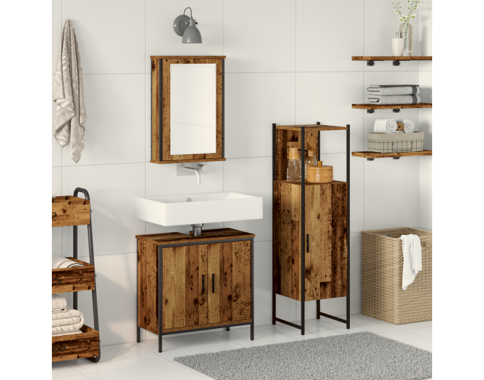 Sonata H Комплект мебели за баня от 3 части стара дървесина