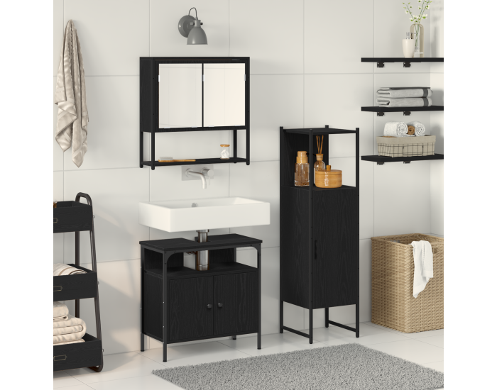 Sonata H 3 части Мебели за баня Черен дъб Инженерна дървесина