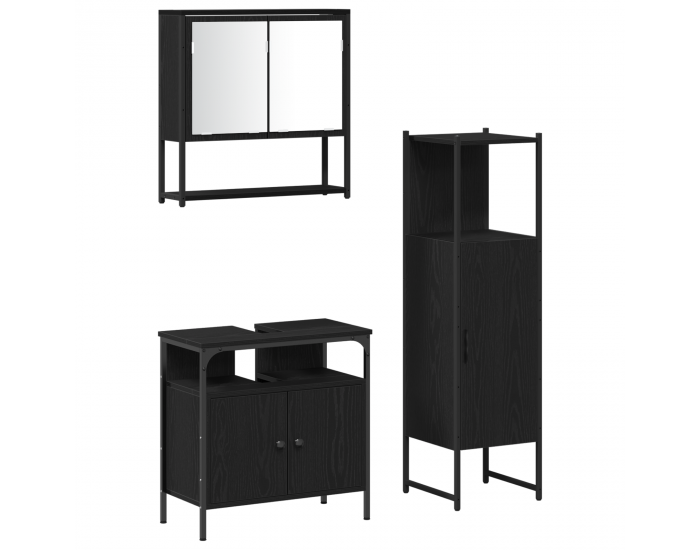 Sonata H 3 части Мебели за баня Черен дъб Инженерна дървесина