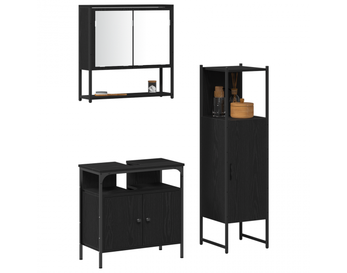 Sonata H 3 части Мебели за баня Черен дъб Инженерна дървесина