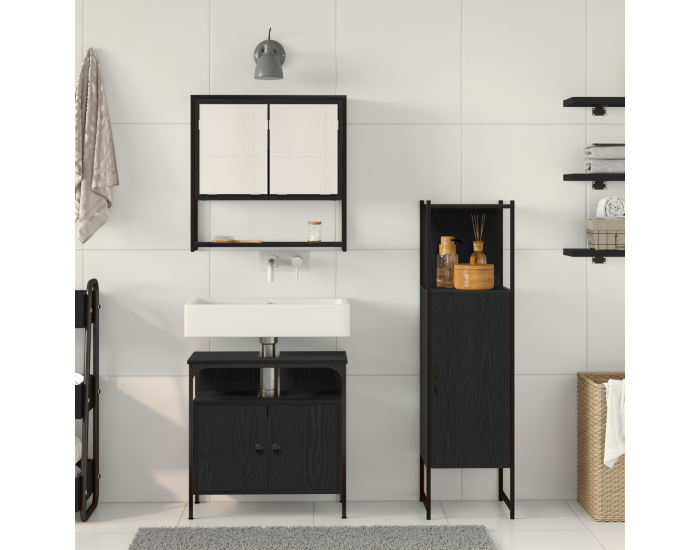 Sonata H 3 части Мебели за баня Черен дъб Инженерна дървесина