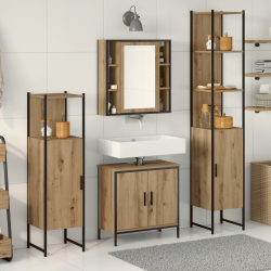 Sonata H Комплект мебели за баня от 4 части с дъбово дърво и плочи от дървесни частици - Комплекти