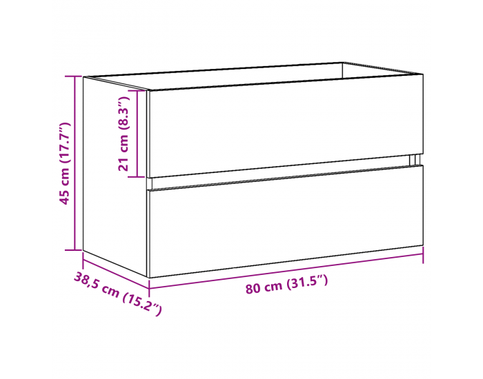 Sonata H Мивка шкаф Черен дъб 80x38.5x45 см Инженерна дървесина