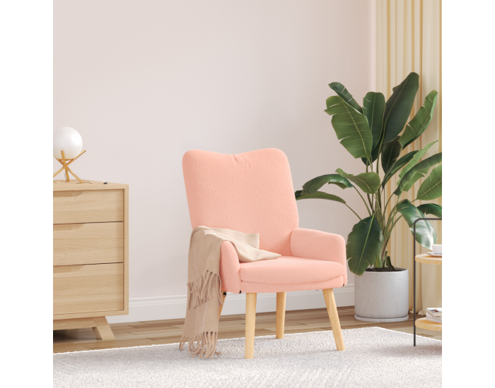 Sonata H Релаксиращ стол Розова къдрена вълнообразна тапицерия