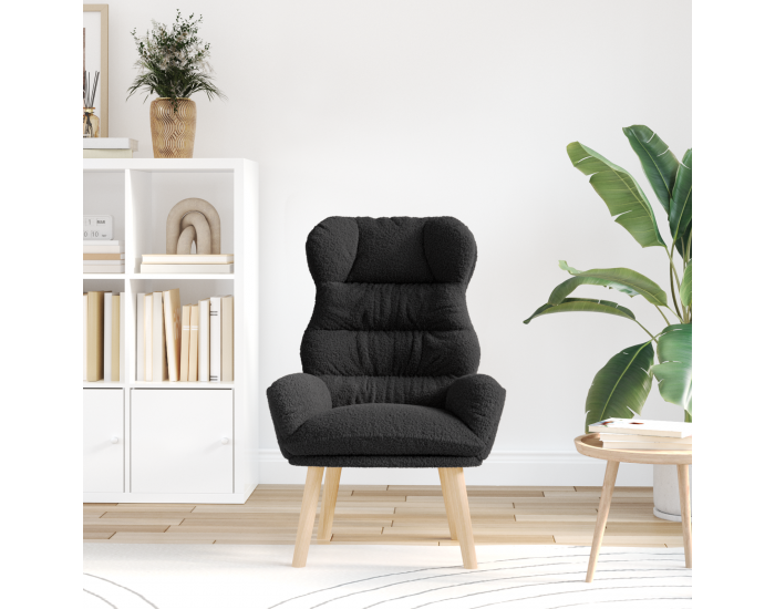 Sonata H Релаксиращ стол Черен къдрав подобен на вълна