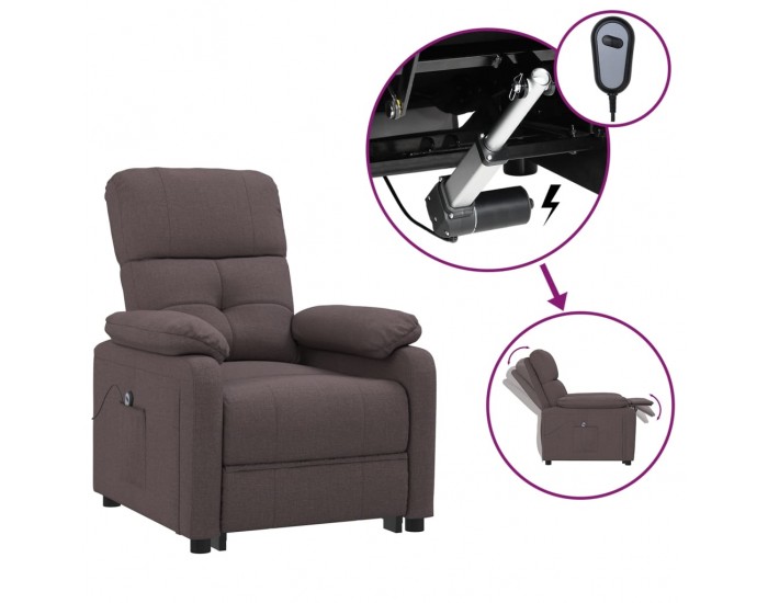 Sonata H Електрически реклайнер стол, тъмнокафяв, текстил