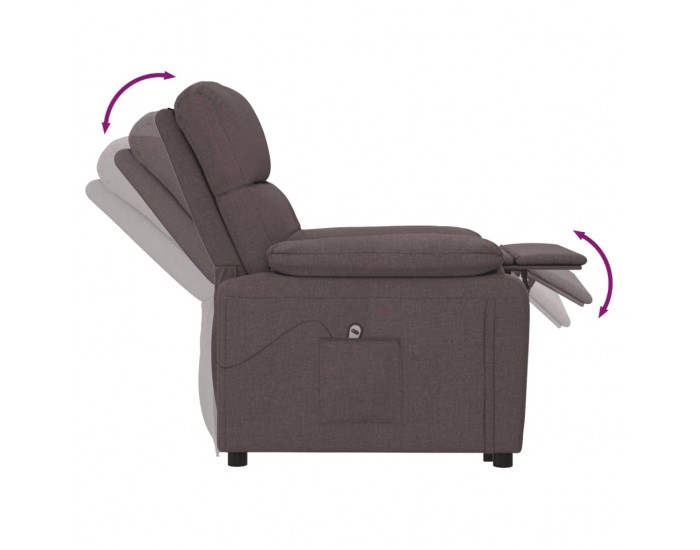 Sonata H Електрически реклайнер стол, тъмнокафяв, текстил