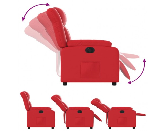 Sonata H Електрически стол реклайнер, червен, изкуствена кожа