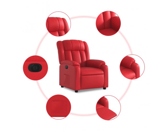 Sonata H Електрически стол реклайнер, червен, изкуствена кожа