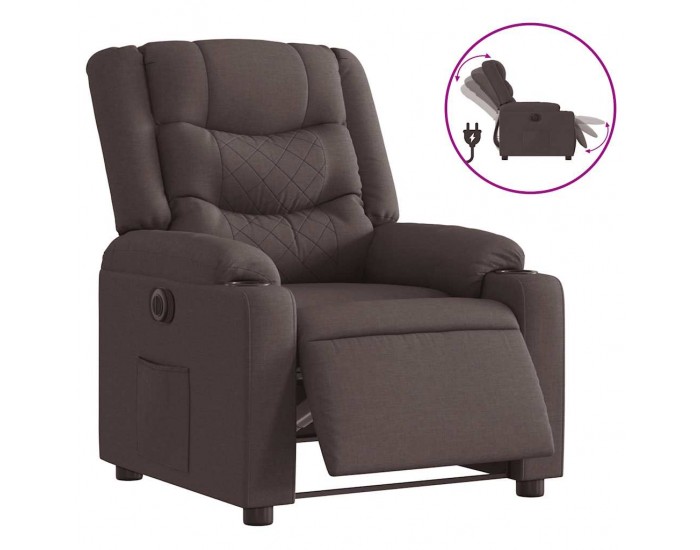 Sonata H Електрически реклайнер стол, тъмнокафяв, текстил