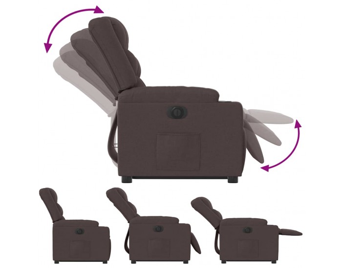 Sonata H Електрически изправящ реклайнер стол, тъмнокафяв, текстил