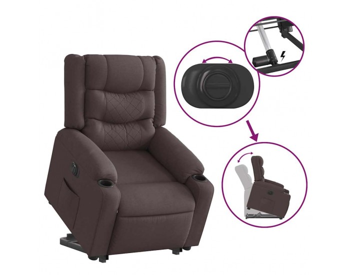 Sonata H Електрически изправящ реклайнер стол, тъмнокафяв, текстил