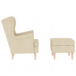 Sonata H Фотьойл с табуретка за крака, кремав, текстил - Фотьойли