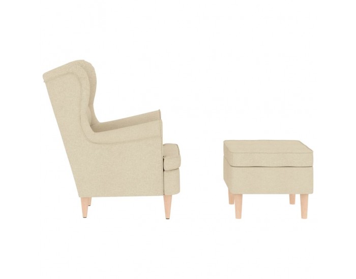 Sonata H Фотьойл с табуретка за крака, кремав, текстил