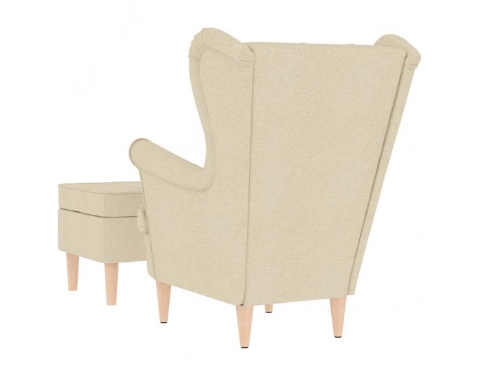 Sonata H Фотьойл с табуретка за крака, кремав, текстил