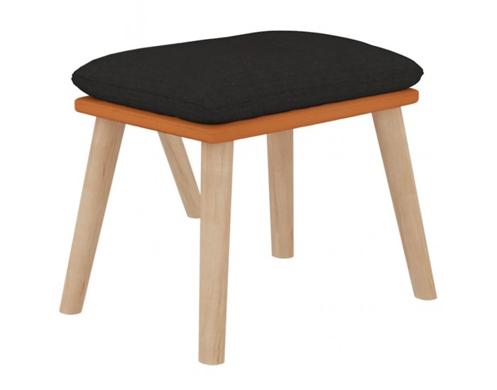 Sonata H Релаксиращ стол с табуретка, черен, изкуствена кожа и плат