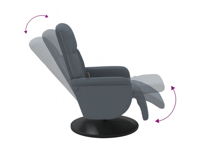 Sonata H Масажен реклайнер стол с поставка за крака, тъмносив, кадифе