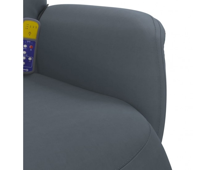 Sonata H Масажен реклайнер стол с поставка за крака, тъмносив, кадифе