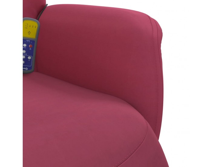 Sonata H Масажен реклайнер стол с опора за крака, виненочервен, кадифе