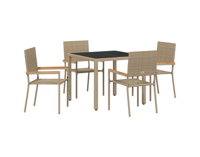 Sonata H 5 части градински комплект за хранене бежов полиратан