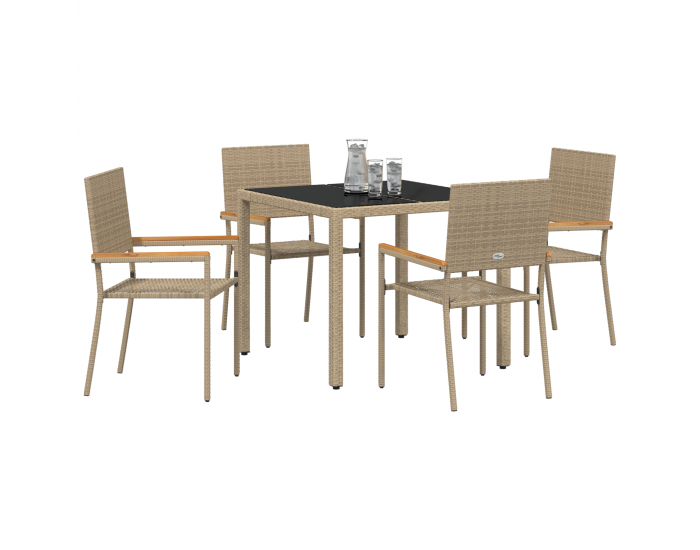Sonata H 5 части градински комплект за хранене бежов полиратан
