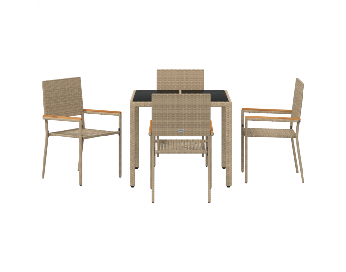 Sonata H 5 части градински комплект за хранене бежов полиратан