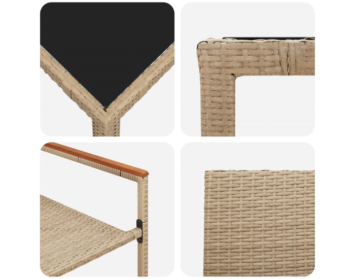 Sonata H 5 части градински комплект за хранене бежов полиратан