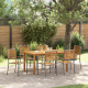 Комплект градинска трапезария Sonata H от 7 части с сиво полиратан и тиково дърво