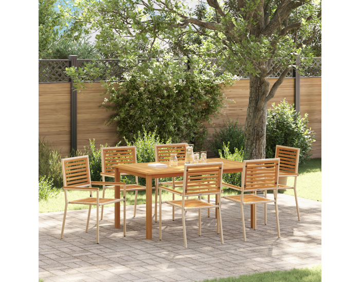 7-частен градински комплект за хранене Sonata H Бежов полиратан акация