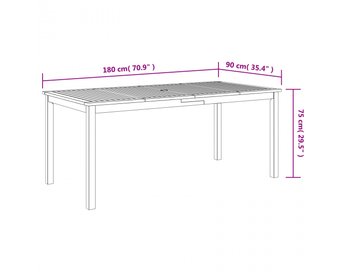 Градински трапезен комплект Sonata H 9 части Черен полиротан акация