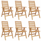 Сгъваеми градински столове Sonata H 6 бр. Масивна тикова дървесина