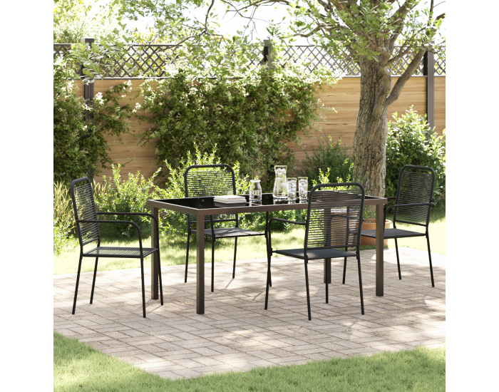 Sonata H 5 Частен комплект за градинска трапезария Черна памучна връв и стомана