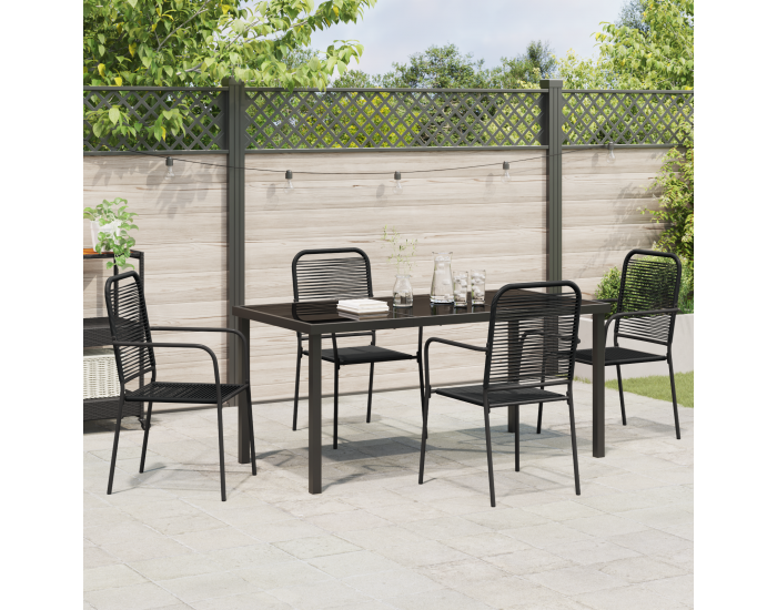 Sonata H 5 Частен комплект за градинска трапезария Черна памучна връв и стомана