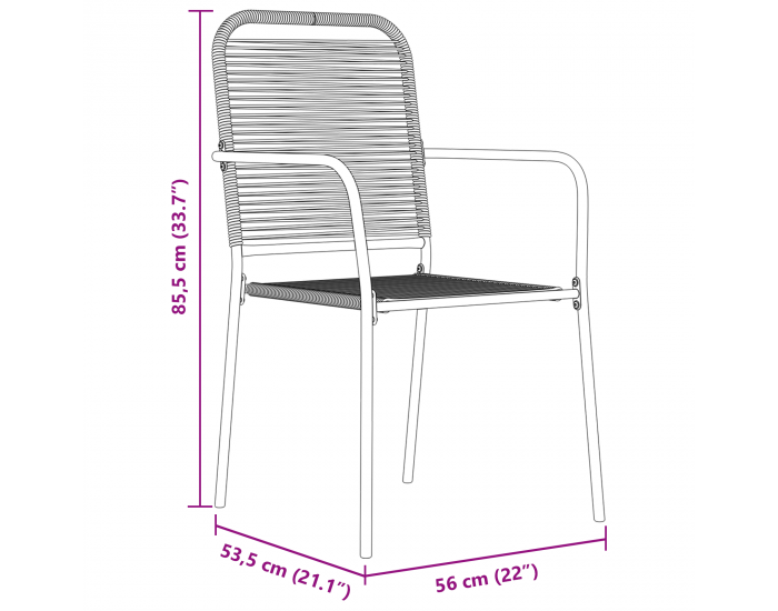 Sonata H 5 Частен комплект за градинска трапезария Черна памучна връв и стомана