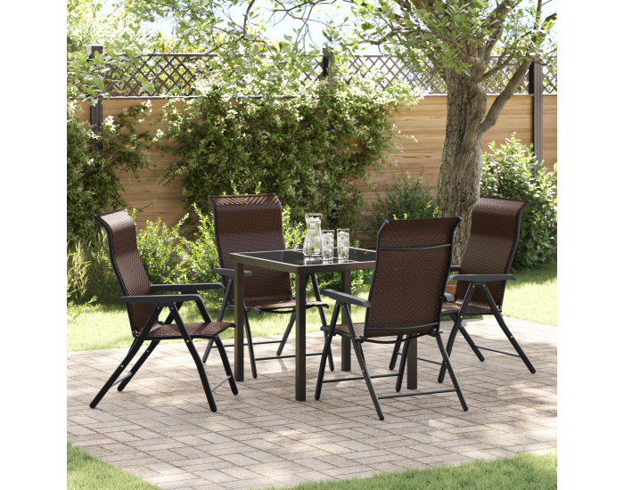 Sonata H 5 Позиционен градински комплект Кафяв Полимерен ратан
