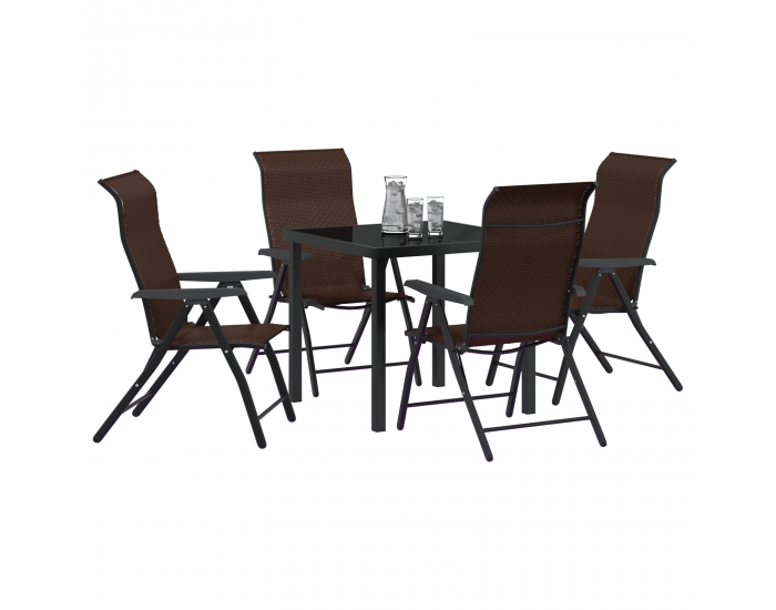 Sonata H 5 Позиционен градински комплект Кафяв Полимерен ратан