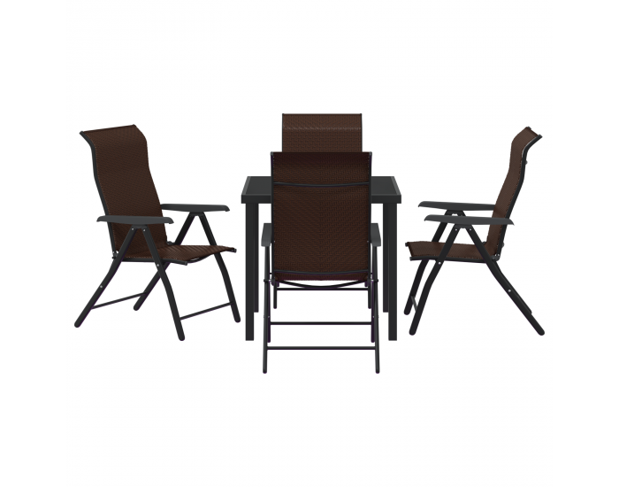 Sonata H 5 Позиционен градински комплект Кафяв Полимерен ратан