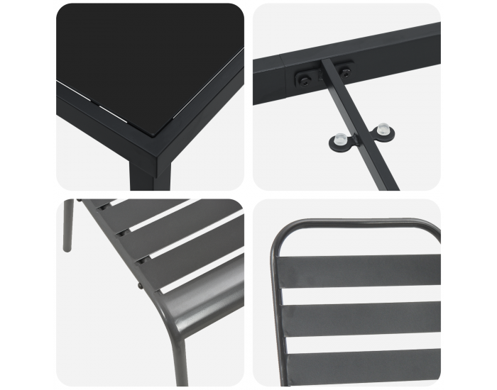 Sonata H 5 частен комплект за хранене в градината Тъмно сива стомана