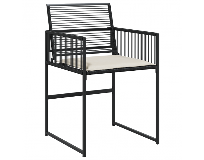 Sonata H 5 частен комплект градинска маса с възглавници Черен полиратан